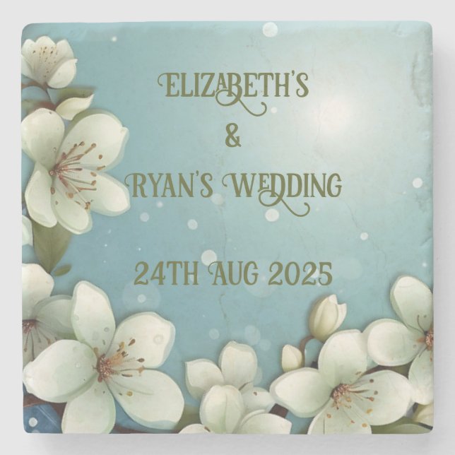 Porta-copo De Pedra Cereja Whimsical floresce com Sparkles (Frente)