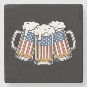 Porta-copo De Pedra Cerveja 4 De Julho Bandeira Americana US Vintage R