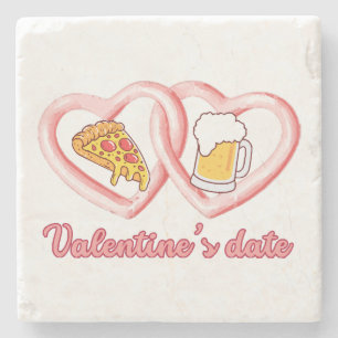 Porta-copo De Pedra Cerveja de pizza de data de dia de os namorados