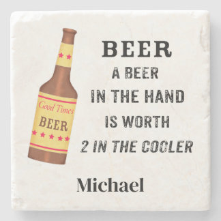 Porta-copo De Pedra Cerveja Engraçada dizendo cerveja na mão Worth 2 i