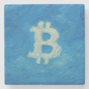 Porta-copo De Pedra Céu Azul Bitcoin (Óleo, Estilo: 2)