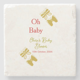 Porta-copo De Pedra chá de fraldas vermelho da borboleta ouro oh bebê