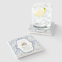 Porta-copo De Pedra Chá de noiva Blue Toile de jouy festa de chá