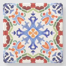 Porta-copo De Pedra Chá de panela azulejos coloridos mexicanos azuis i