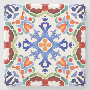 Porta-copo De Pedra Chá de panela azulejos coloridos mexicanos azuis i