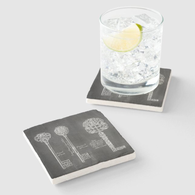 Porta-copo De Pedra Chalkboard Rusty Chalkboard Chaves vitorianas de e (Lateral)