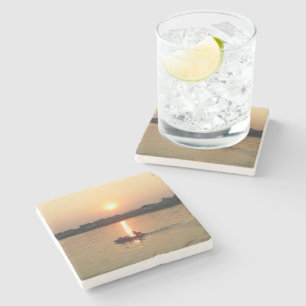 Porta-copo De Pedra Chao Phraya River Sunset ... Ayutthaya, Tailândia