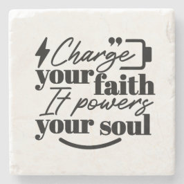 Porta-copo De Pedra Charge Your Faith – Christian Inspirational Quote 