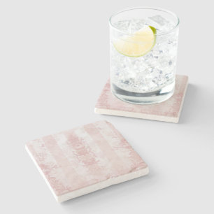 Porta-copo De Pedra Charme Clássico: Stripes de Damasco Vermelho e Bra