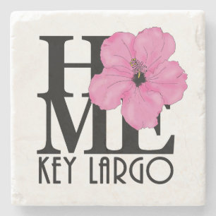 Porta-copo De Pedra Chave de CASA Largo Pink Hibiscus