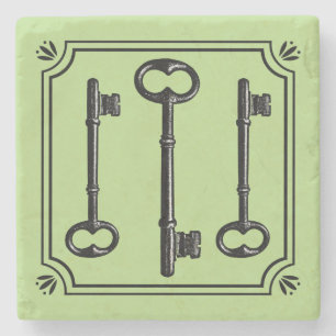 Porta-copo De Pedra Chaves de Esqueleto Vintage