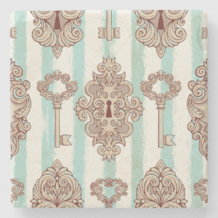 Porta-copo De Pedra Chaves de safra, fechaduras: padrão à mão livre.