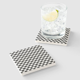 Porta-copo De Pedra Checkerboard preto e branco clássico por STaylor
