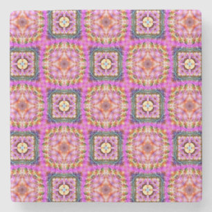 Porta-copo De Pedra Checkered cor-de-rosa