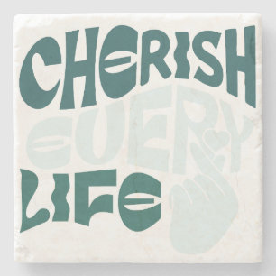 Porta-copo De Pedra Cherish Life - Amor e bondade Arte