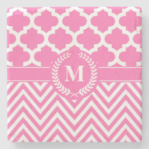 Porta-copo De Pedra Chevron e Quatrefoil