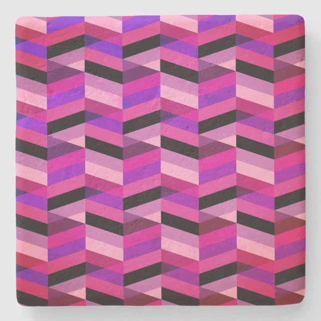 Porta-copo De Pedra Chevron/Herringbone Abstrato | Roxos e Violeta (Frente)