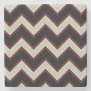 Porta-copo De Pedra Chevron preto de creme vermelho