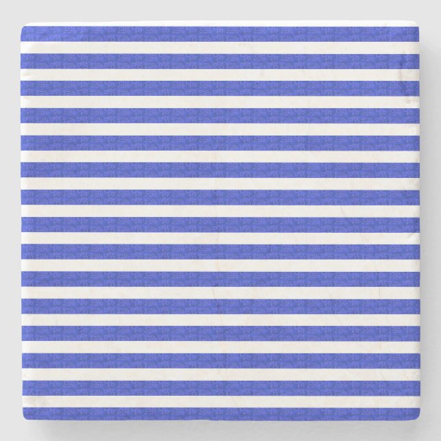 Porta-copo De Pedra Chic Blue Geometric Stripes (Frente)