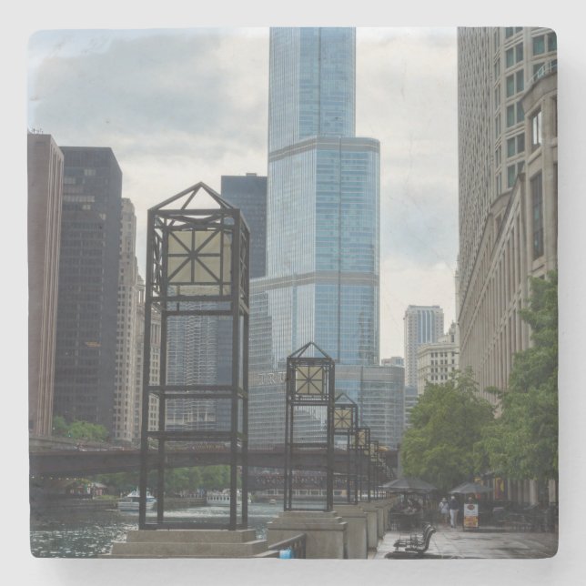 Porta-copo De Pedra Chicago River Walk (Frente)