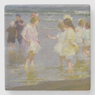 Porta-copo De Pedra Children Wading on the Beach (por E.H. Potthast)