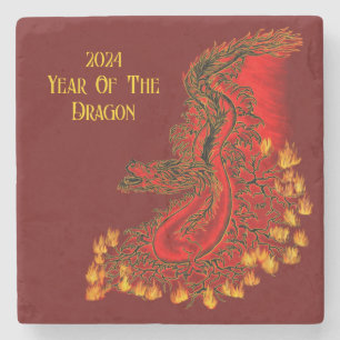 Porta-copo De Pedra China Dragon, 2024 Ano Do Dragão