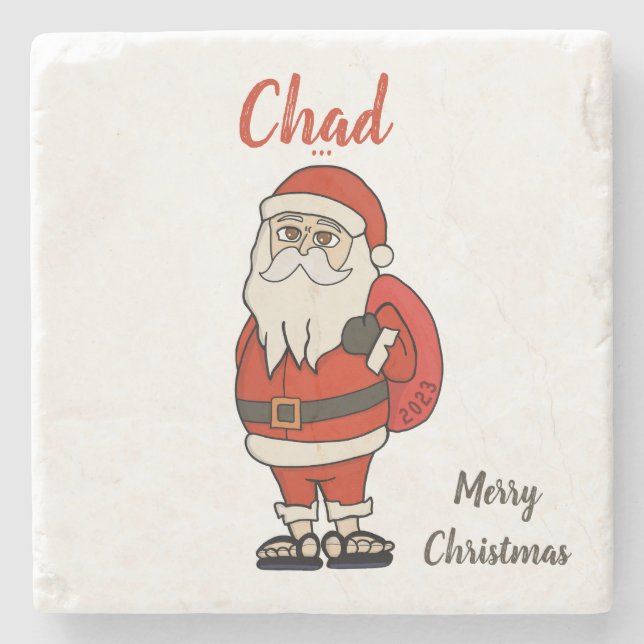 Porta-copo De Pedra Chinelos de Natal do Papai Noel Personalizado (Frente)