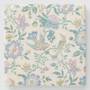 Porta-copo De Pedra Chinoiserie Vintage Floral Pássaro Padrão Pastel