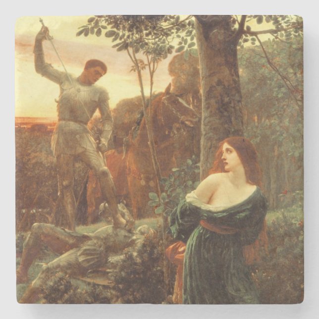 Porta-copo De Pedra Chivalry (por Frank Dicksee) (Frente)