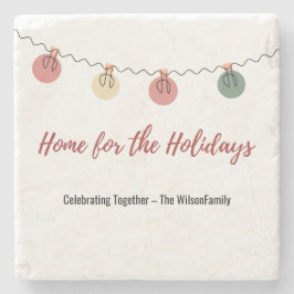 Porta-copo De Pedra Christmas Coaster with Playful Holiday Icons