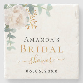 Porta-copo De Pedra Chuva de noiva floral verde de eucalipto elegante