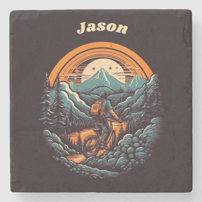 Porta-copo De Pedra Ciclo de vida, retro personalizável (Frente)