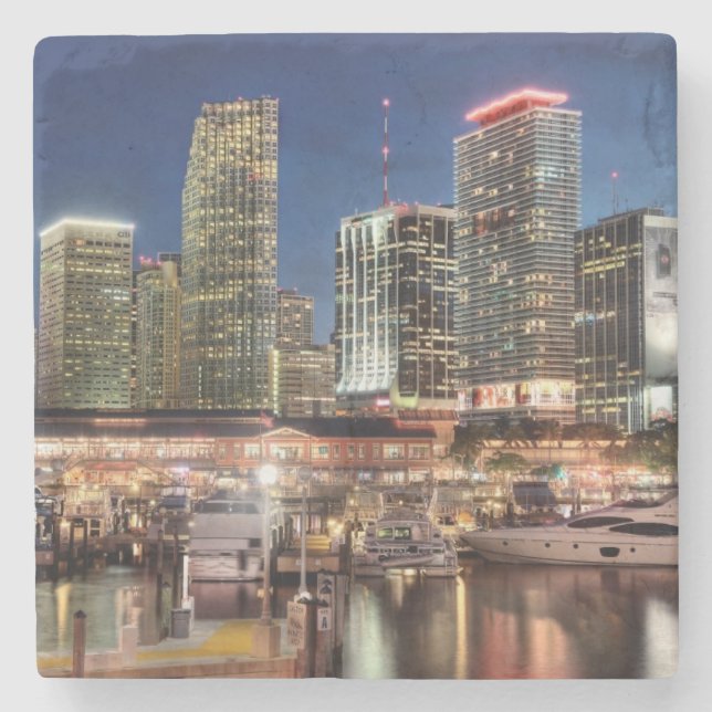 Porta-copo De Pedra Cidade da skyline de Miami em Florida (Frente)