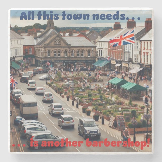 Porta-copo De Pedra Cidade de Barbershop (Frente)