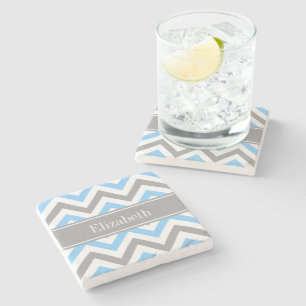 Porta-copo De Pedra Cinza Azul-Céu Branco Wht LG Chevron Cinza Nome M