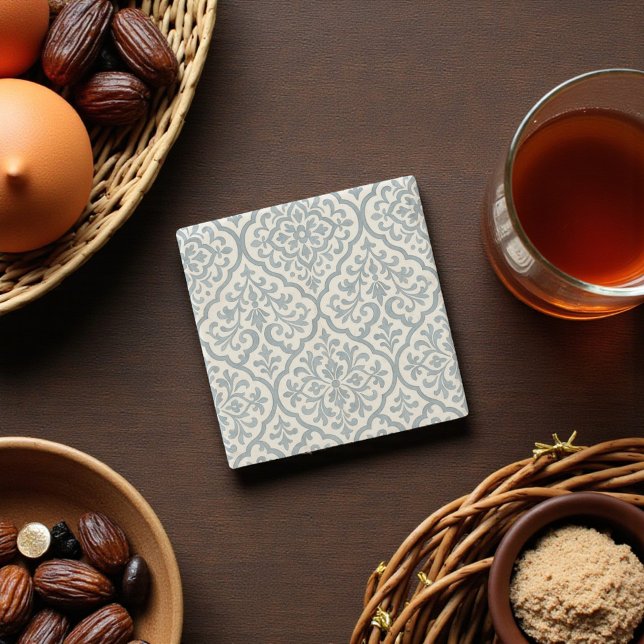 Porta-copo De Pedra Cinza d'água mediterrânica Elegante árabe (Mediterranean Watercolor Grey Arabesque Elegant Stone Coaster)