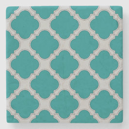 Porta-copo De Pedra Cinza e tetal de Quatrefoil