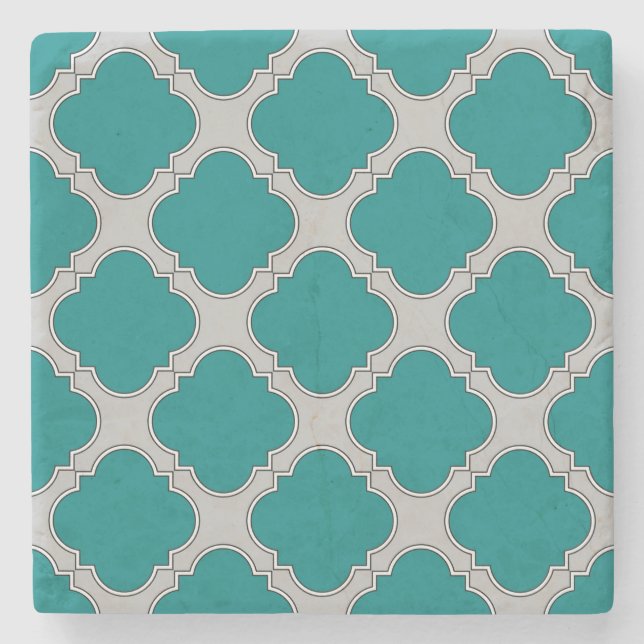 Porta-copo De Pedra Cinza e tetal de Quatrefoil (Frente)