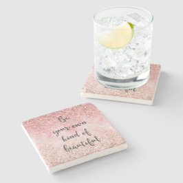 Porta-copo De Pedra Cinza Rosa Girly Glitzy Glam Glitzy Belo