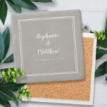 Porta-copo De Pedra Cinza Ultimate Noiva e noiva Elegante Simples<br><div class="desc">Os recém-casados adoram, certamente, esta simples, minimalista e porta copos de casamento de pedra chica que apresenta uma design moderna com uma dupla estrutura em branco nítido sobre uma cinza de tendências. Este design moderno simples fornece sofisticação eterno e clássica. Personalize os nomes do casal e da data do evento...</div>