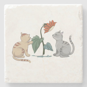 PORTA-COPO DE PEDRA CINZAS E KITTENS DE BEIGE CUTE BRINCAM COM O FILHO