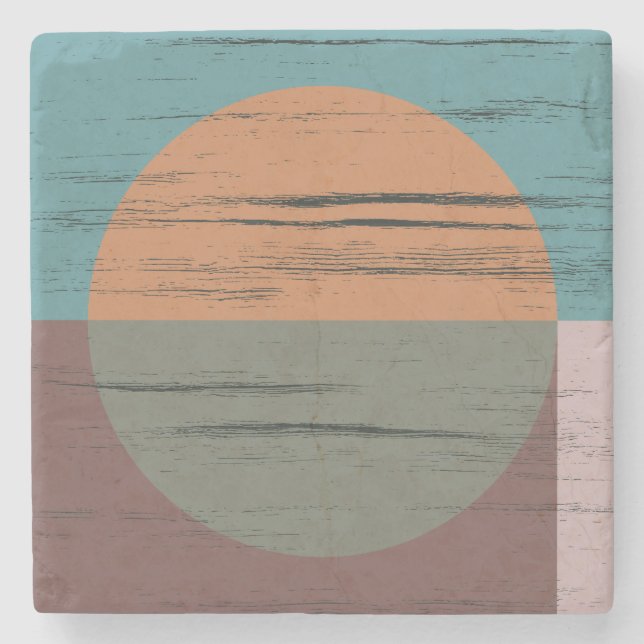 Porta-copo De Pedra Círculo Laranja E Verde (Frente)