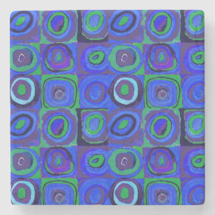 Porta-copo De Pedra Círculo Quadrado do Kandinsky Farbstudie Blue Quad