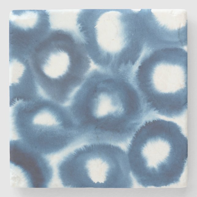 Porta-copo De Pedra Círculos de Impressão de Aquarela Indigio (Frente)