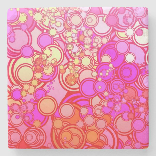 Porta-copo De Pedra Círculos retros (Frente)