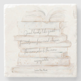 Porta-copo De Pedra Citação de Livros e Amizade de Cor de Água Branca