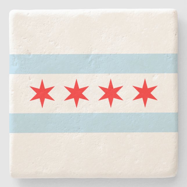 Porta-copo De Pedra City Flag de Chicago (Illinois) (Frente)