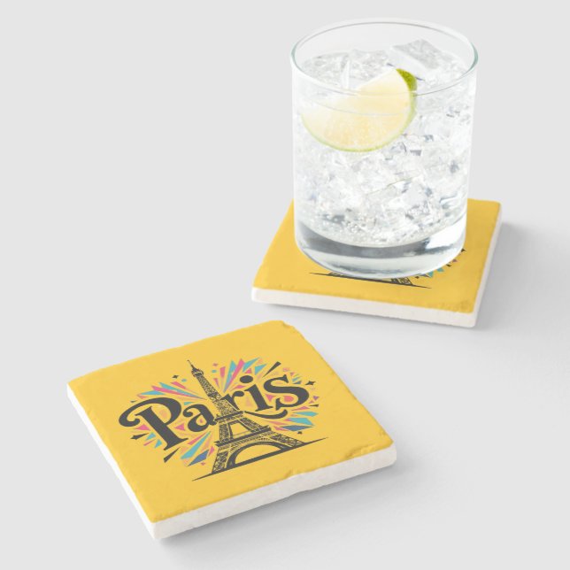 Porta-copo De Pedra City of Lights: Bold Paris Typography Art (Lateral)