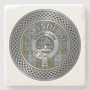 Porta-copo De Pedra Clan Anderson Crest & Tartan Knot