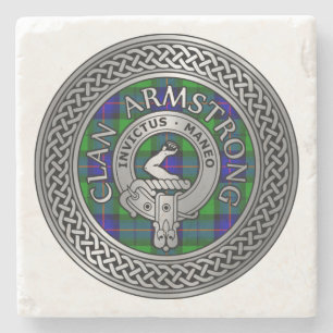 Porta-copo De Pedra Clan Armstrong Crest & Tartan Knot